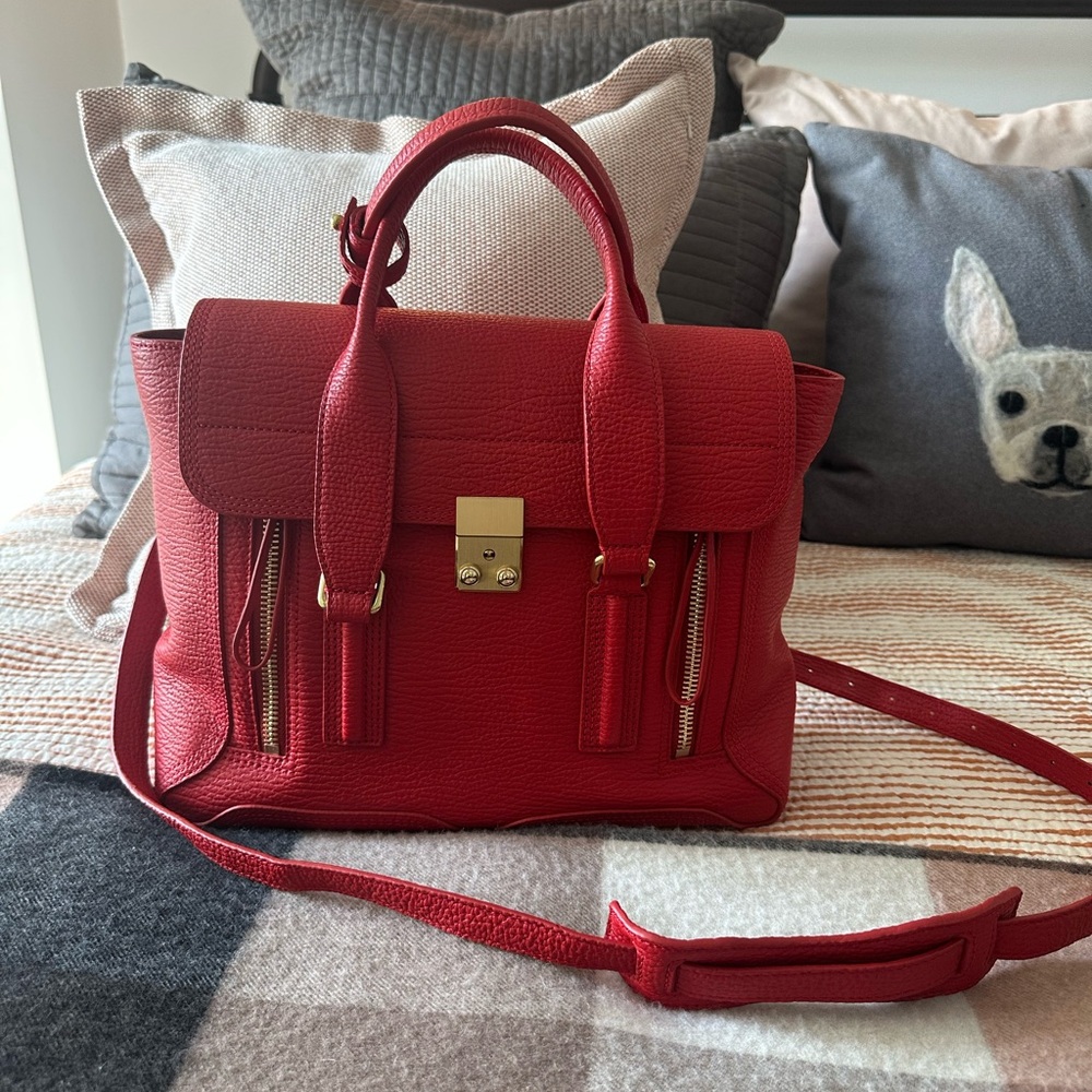 3.1 Phillip Lim Red Satchel with Gold Hardware